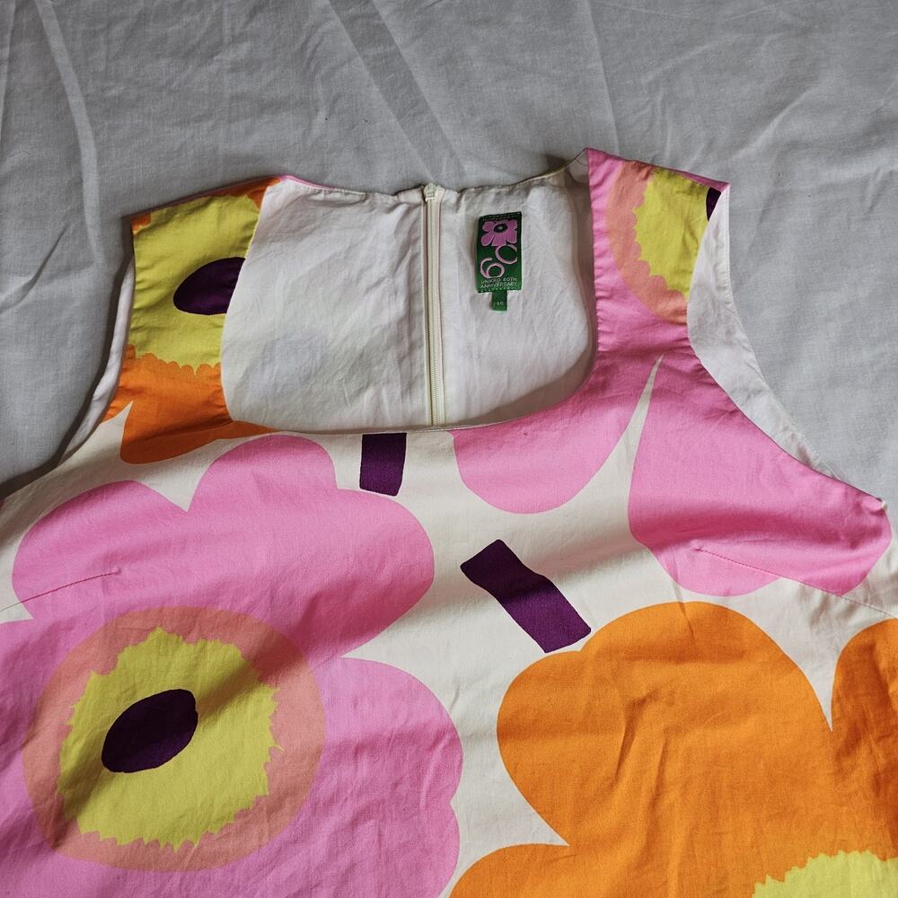 retro Marimekko x Anthropologie Kestit Unikko cotton poplin dress sz 10 Festival - Picture 3 of 10